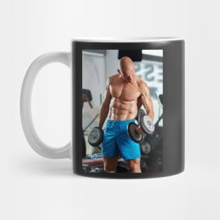 Man doing biceps curl in gym Mug